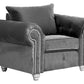 Olympia Grey Fabric Velvet Armchair