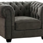Chesterfield Grey Fabric Armchair