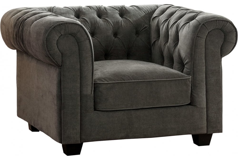 Chesterfield Grey Fabric 2 Seater Sofa
