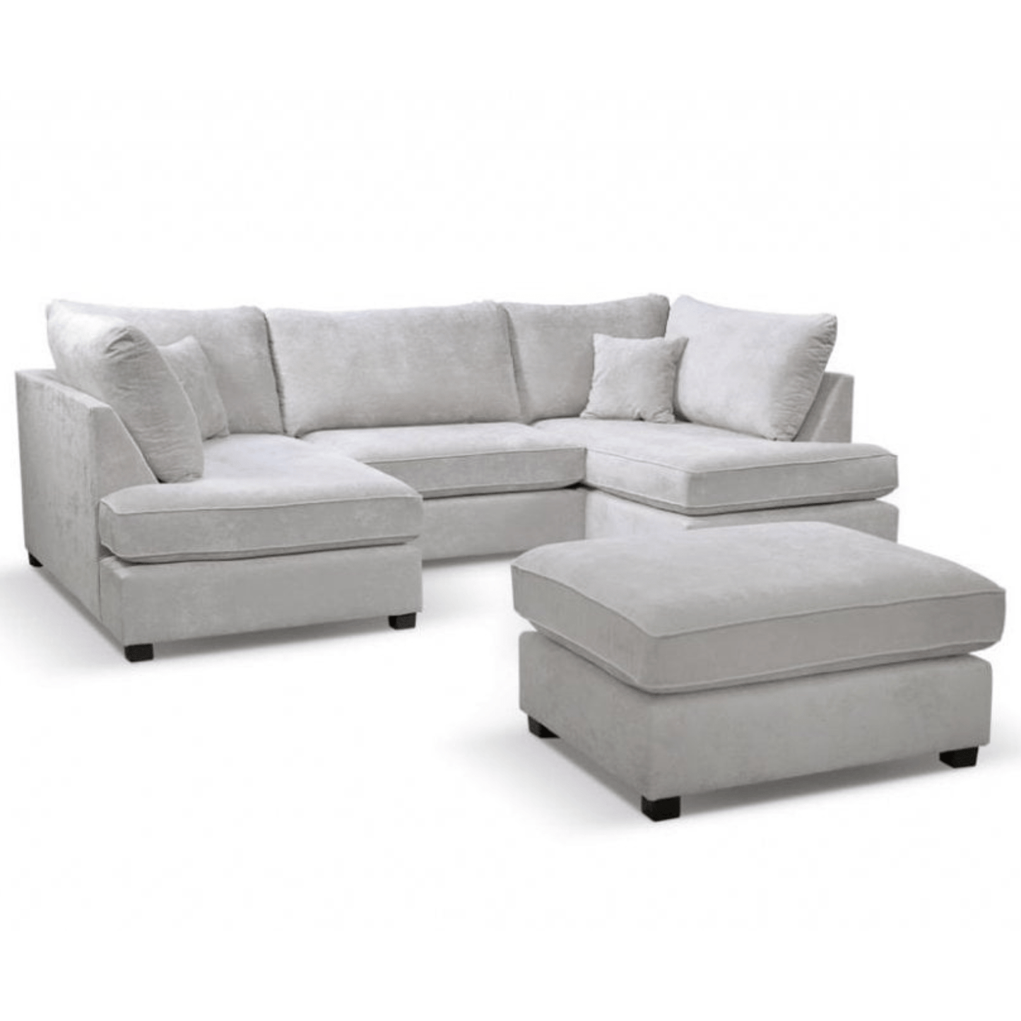 Carnaby Fabric U Shape High Back Corner Sofa + Footstool