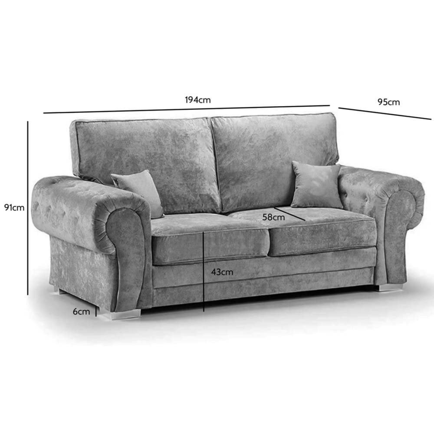 Verona High Back Grey Fabric 3+2 Seater Sofa Set