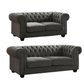 Chesterfield Grey Fabric 3+2 Seater Sofa Set