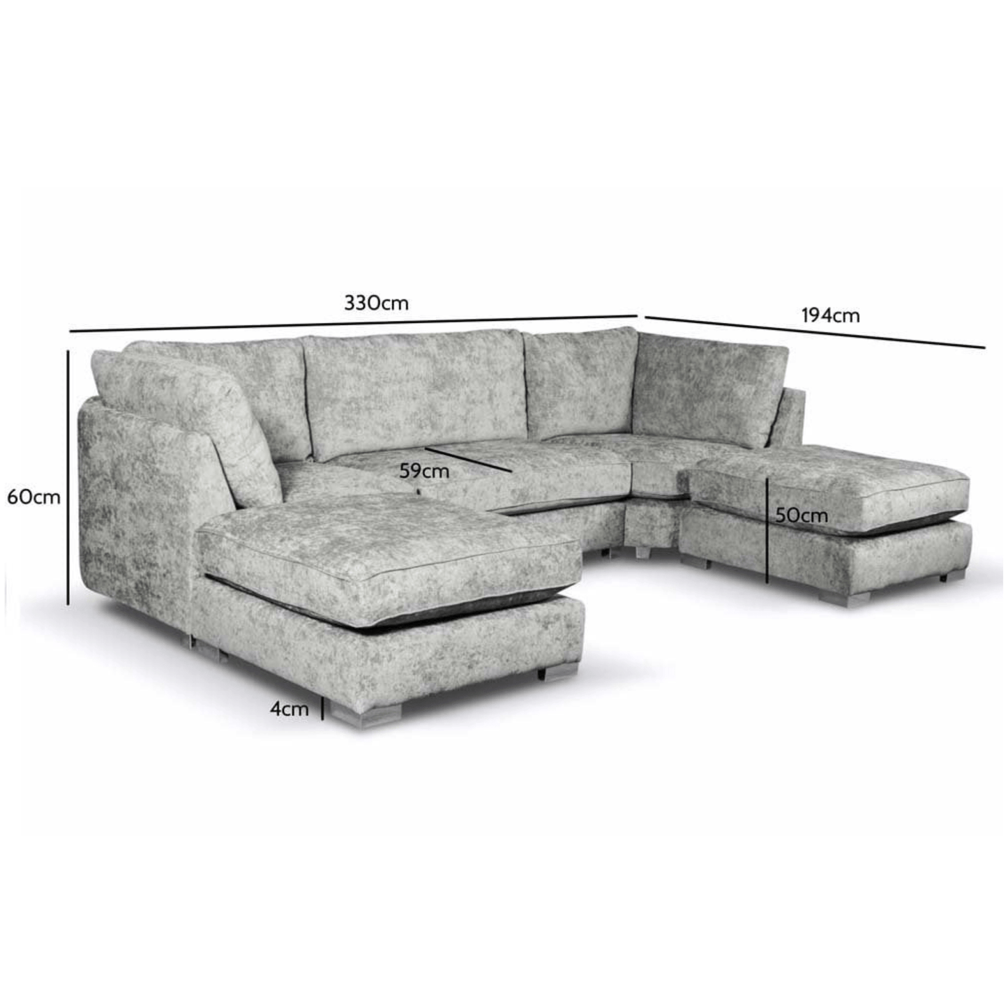 Bishop Alaska Fabric U Shape High Back Corner Sofa