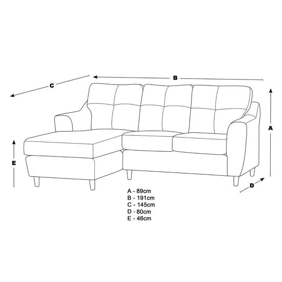 Baxter Fabric L Shaped 3 Seater Corner Sofa With Chaise