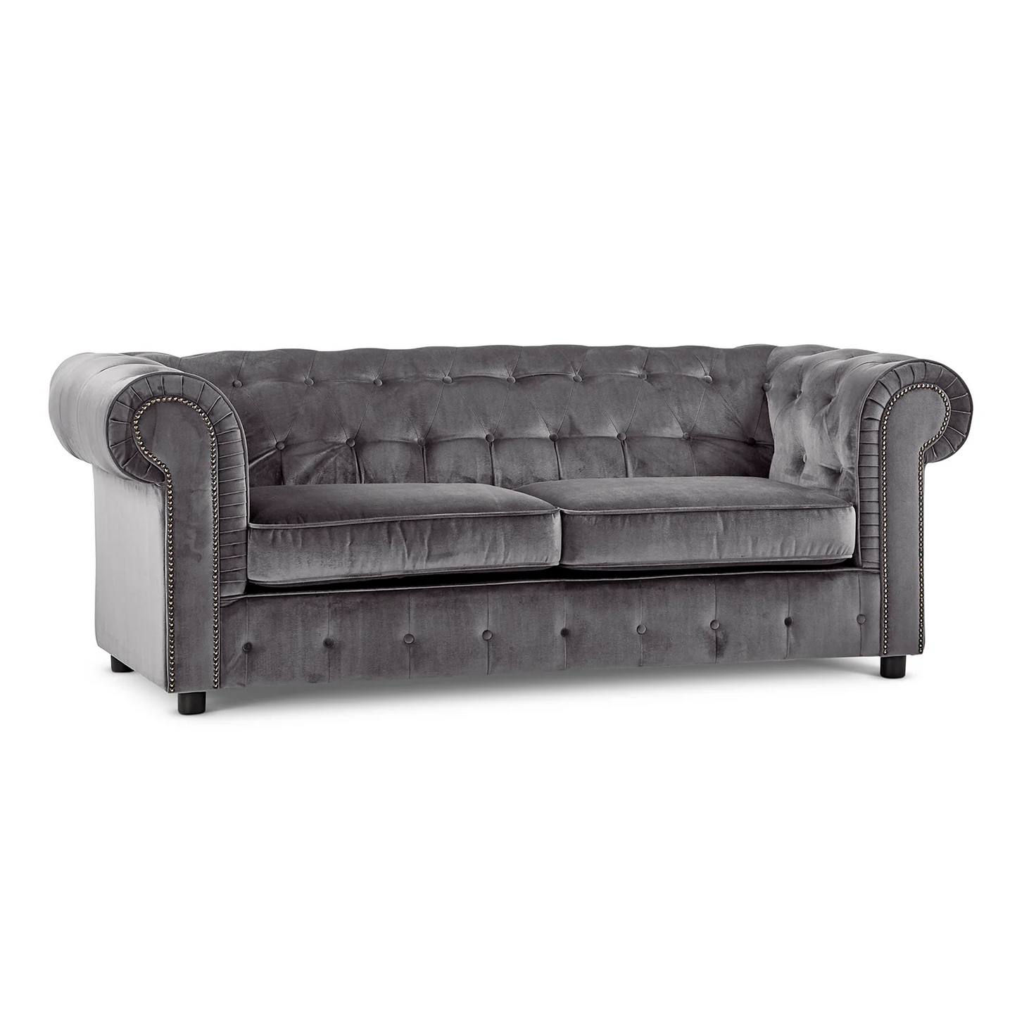 Ashbourne Chesterfield Plush Velvet Fabric 3+2 Sofa Suite