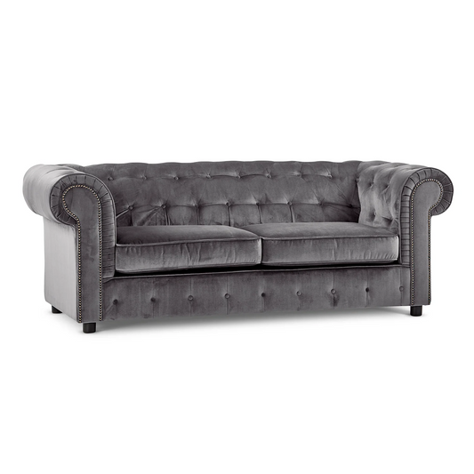 Ashbourne Chesterfield Plush Velvet Fabric 3+2 Sofa Suite
