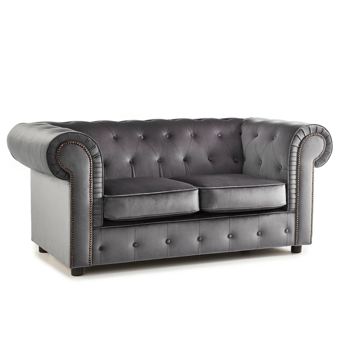 Ashbourne Chesterfield Plush Velvet Fabric 3+2 Sofa Suite