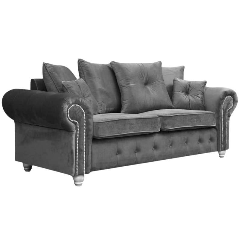 Olympia Grey Fabric Velvet 3+1 Seater Sofa Set