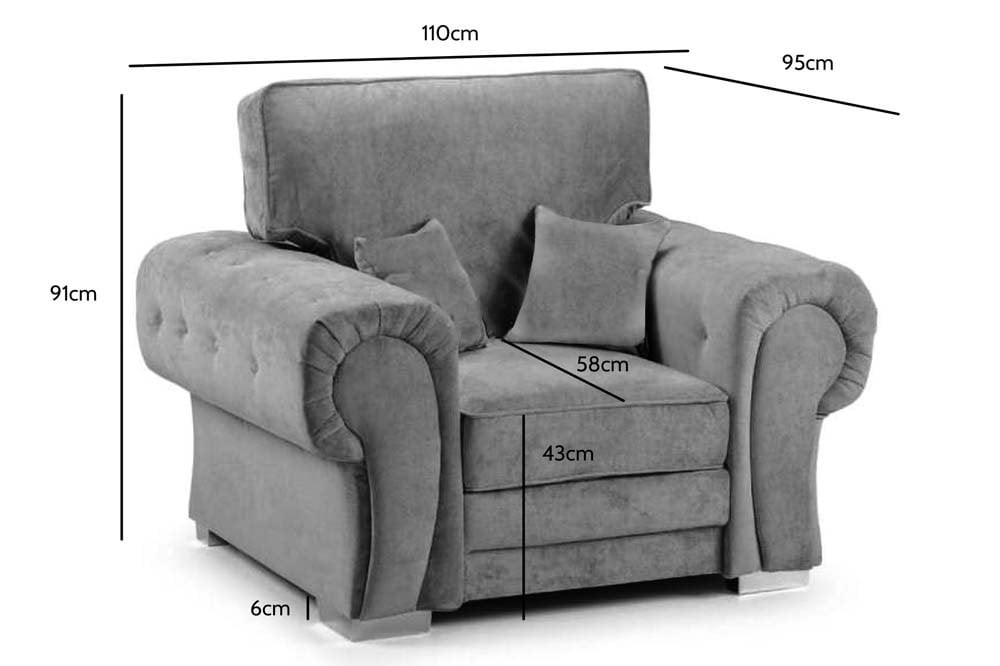 Verona High Back Grey Fabric Armchair