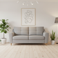 Silver modern 3-seater sofa in Scandinavian interior