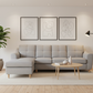 Silver sectional sofa left-hand facing in Scandinavian interior