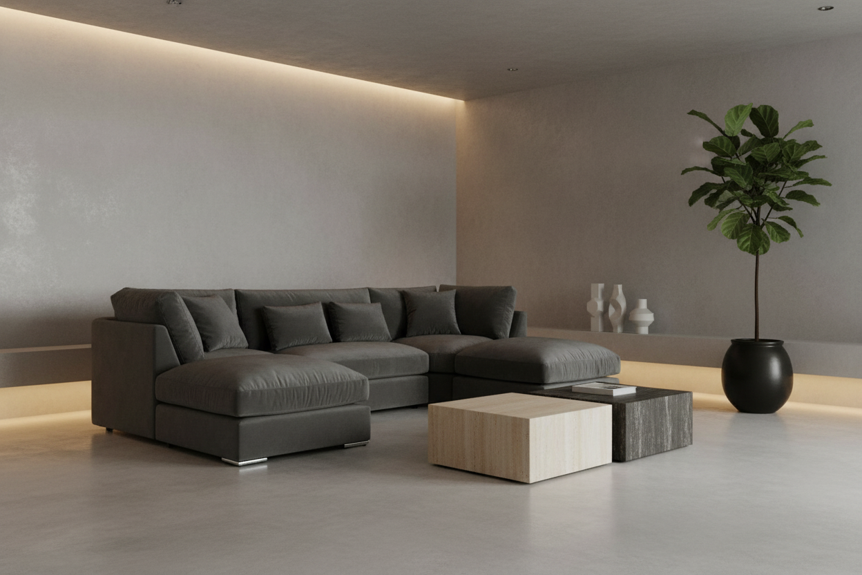 Slate U-Shape Sofa Corner View