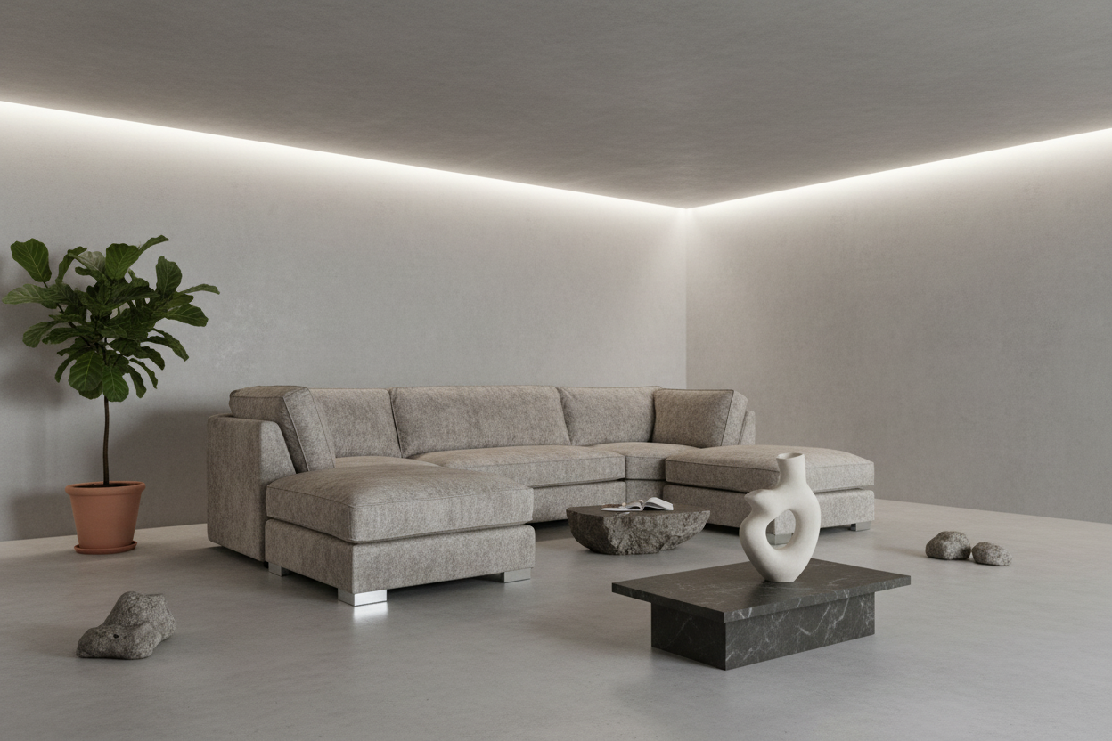 Truffle U-Shape Sofa Minimalist Concrete