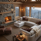 U-Shape Sofa Mountain Cabin Top View