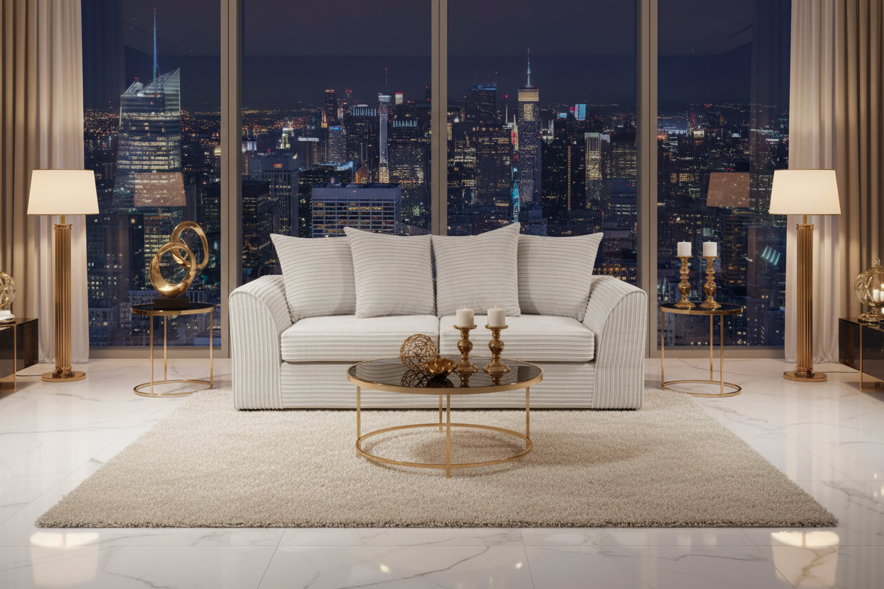 White Byron 3-Seater Night View